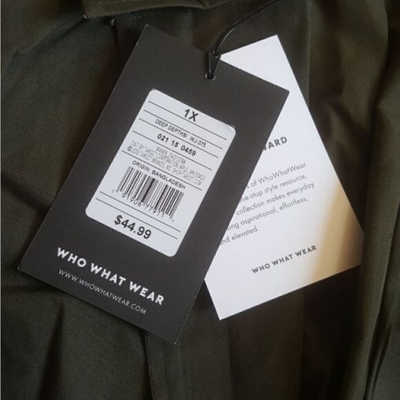 Who What Wear Belted Jacket Open Front Olive Green Dressy Women’s Size 1X NEW - Picture 11 of 11